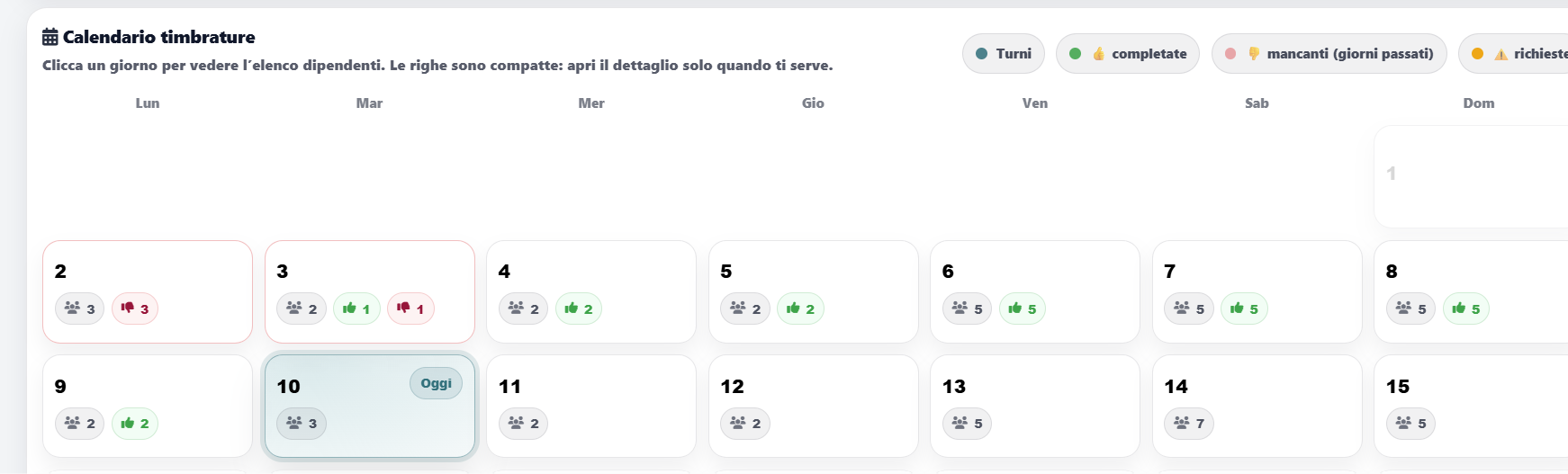 Screenshot Timbrature